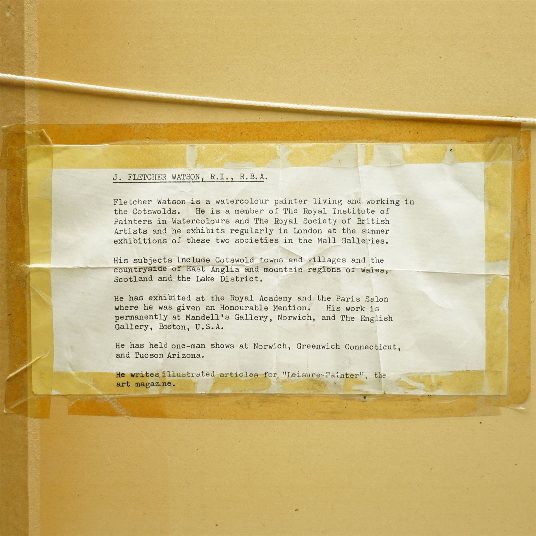 James Fletcher-Watson (British 1913-2004): 'Windrush Mill Gloucestershire' and 'First Sign of Spring', pair watercolours signed, inscribed verso 35cm x 52cm; Alastair S Paterson (British 20th century): Wintry Tree, watercolour signed 37cm x 54cm (3)