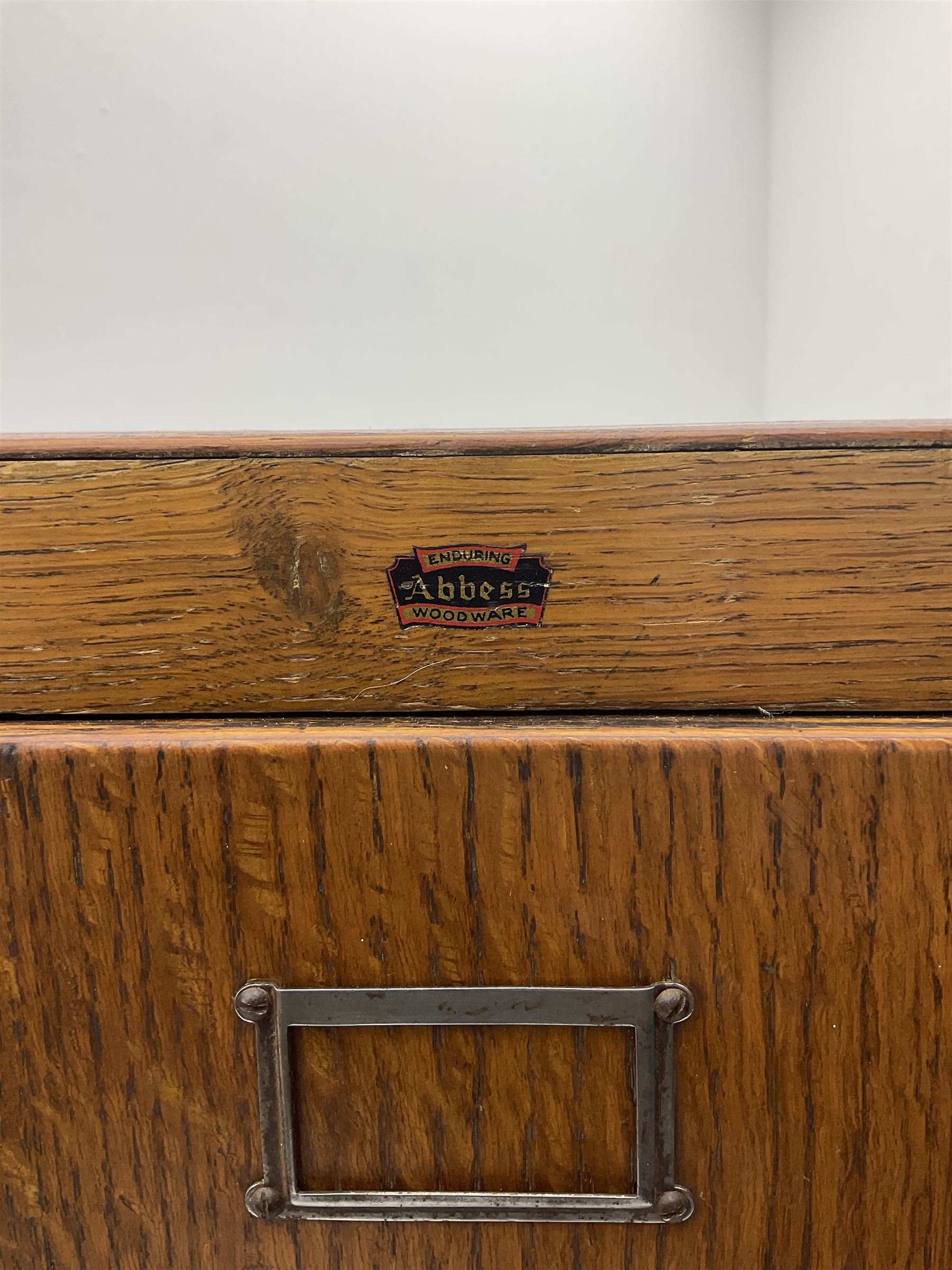 Vintage oak filing cabinet, fitted with four deep drawers 