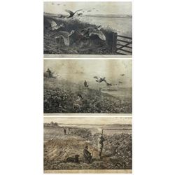 After Archibald Thorburn (Scottish 1860-1935): 'Snipe' 'Partridge' 'Ryper' 'Woodcock' 'Pheasant' 'The First Far-Away Echo' and Grouse, set nine black and white prints pub. Swan Electric Engraving co. c.1896, three signed in pencil 24cm x 41cm (9)