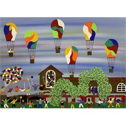 Gordon Barker (British 1960-): 'Celebrate', acrylic on paper signed 25cm x 34cm