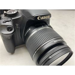 Canon EO5 3OD EFS 17-85 camera body with' Canon Zoom Lens EF-S 17-85mm 1:4-5.6 IS USM' Canon EO5 450D EF-S 18-55 camera body with 'Canon Zoom EF-S 18-55mm 1:3.5-5.6 IS' lens, together with Canon Zoom EF 70-300mm 1:4-5.6 IS USM' len, 'Cannon Zoom Lens EF-S 10-22mm' lens, Velbon D-600 tripod and other camera equipment