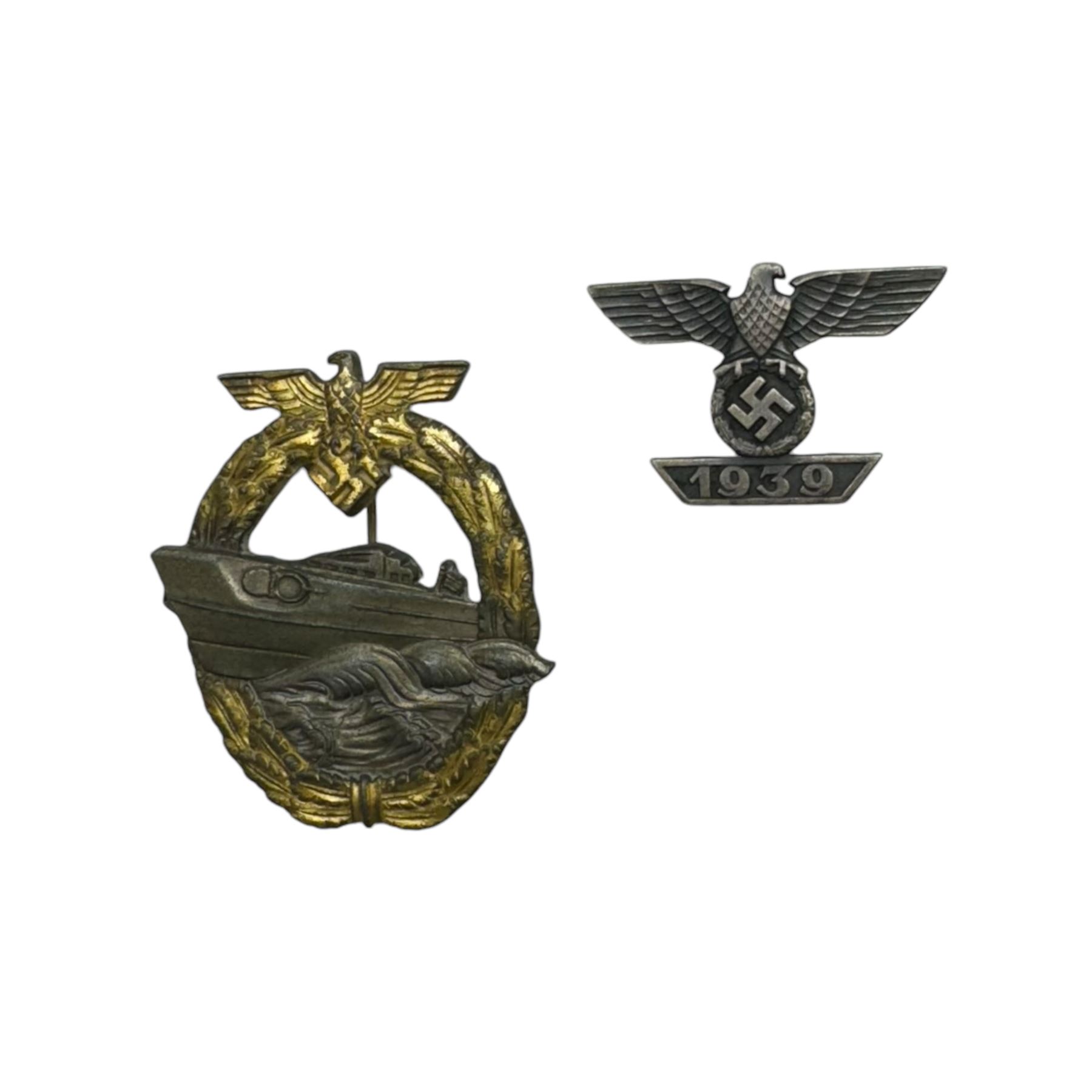 Reproduction WWII Third Reich Nazi German Kriegsmarine e-Boat / fast attack craft war badge, H6cm and First Class Iron cross bar