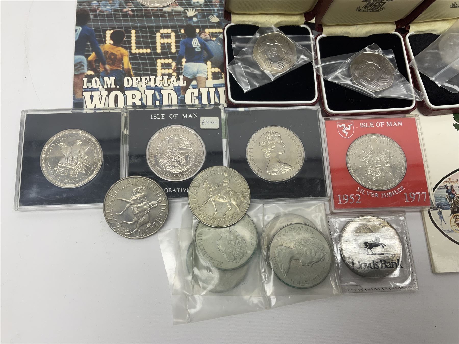 The Royal Mint United Kingdom 1983 proof coin collection in blue folder with certificate, 1983 uncirculated coin collection, two 1987 brilliant uncirculated coin collections, commemorative crowns etc