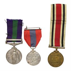 Queen Elizabeth II General Service medal with Cyprus clap, name unreadable, together with  George VI  Special Constabulary Long Service medal, awarded to John H Owen, and George IV Imperial service medal, awarded to John Henry Owen  