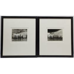 Graham Lowe (British Contemporary): 'Wave I & II - Sandsend', pair photographic prints signed and titled on the mount 13cm x 16cm (2)
