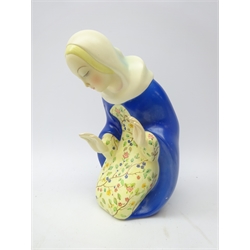  Lenci kneeling figure of the Virgin Mary in prayer, marked and dated 1937 to base, H28cm   