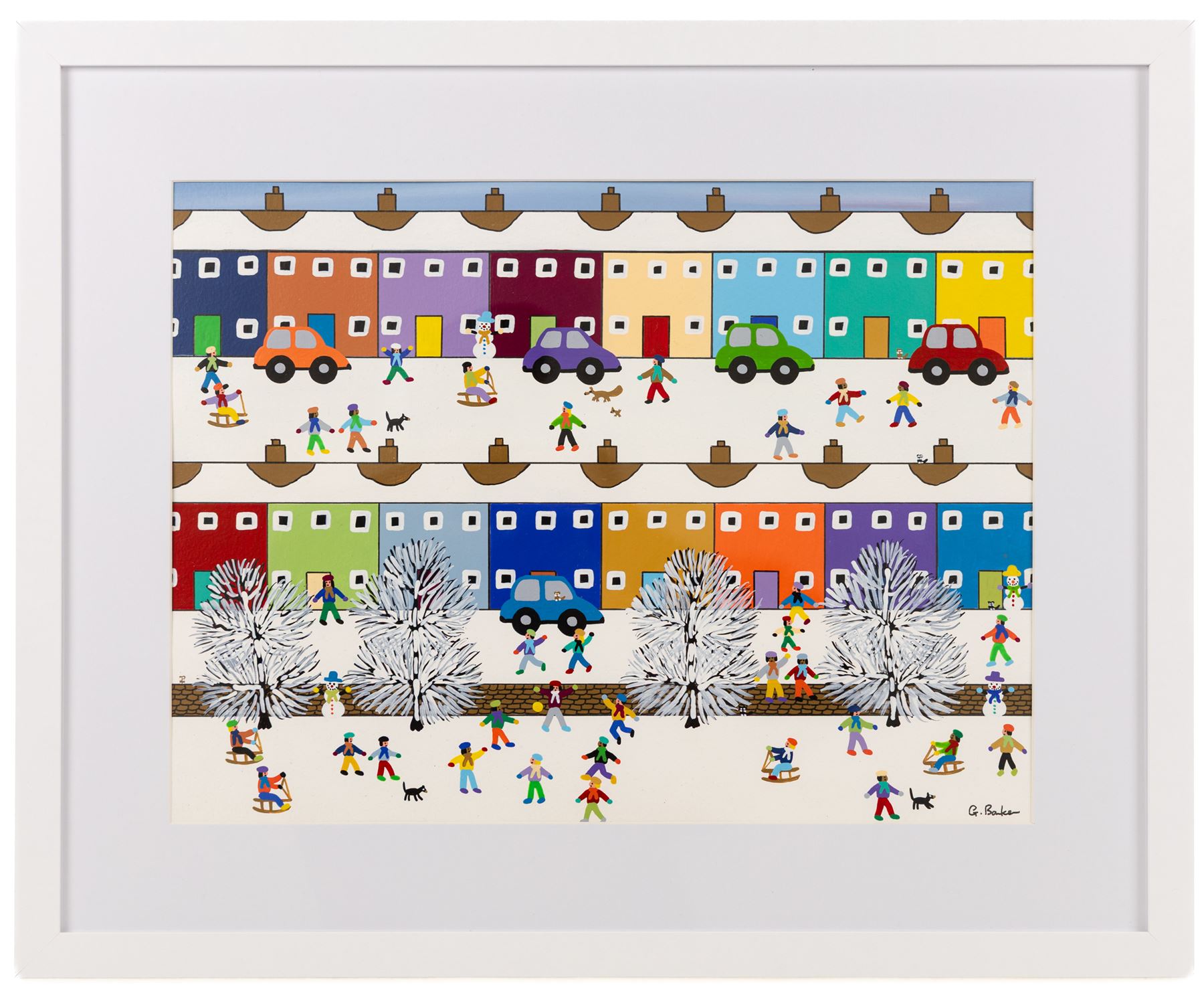 Gordon Barker (British 1960-): 'Fantastic It's Been Snowing', acrylic and pen signed, titled verso 29cm x 39cm