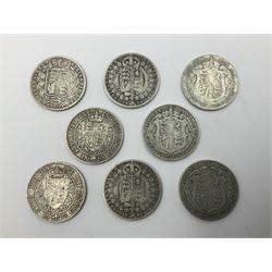Approximately 100 grams of Great British pre 1920 silver half crown coins, including Queen Victoria 1878, 1889, 1892 etc 