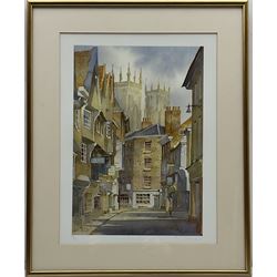 Ken Burton (Northern British contemporary): 'Goathland Yorkshire'; 'Staithes Yorkshire' and 'Low Petergate York', three limited edition colour prints signed titled and numbered max 25cm x 36cm (3)