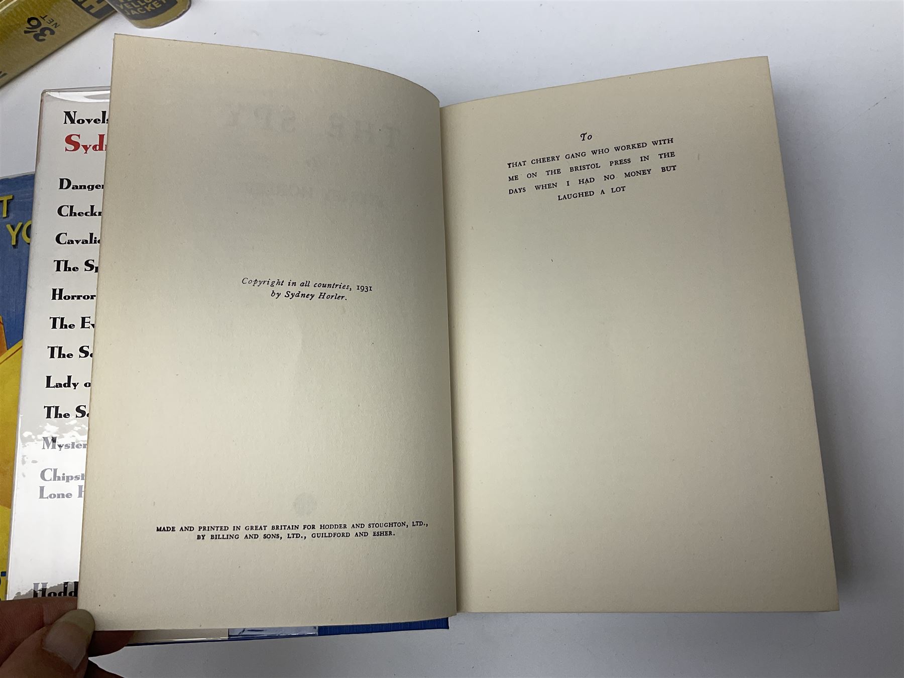 Collection of Hodder and Stoughton yellow jacket version books, to include Sydney Horler, George Goodchild, Dornford Yates, Leslie Charteris etc 