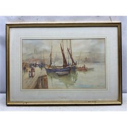 Frank Rousse (British fl.1897-1917): Whitby Harbour, watercolour signed 29cm x 49cm 