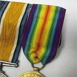 WWI trio of medals comprising British War Medal and Victory Medal awarded to 1815 Pte. W. Scott K.O.Y.L.I. and 1914-15 Star awarded to 200196 Pte. W. Scott Yorks. L.I.; with ribbons on wearing bar