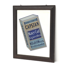  Early 20th century original Capstan advertising mirror in oak frame, 46cm x 57cm   