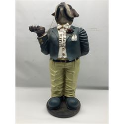 Bull Dog butler dumb waiter statue, H80cm