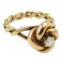 9ct gold old cut diamond knot ring  