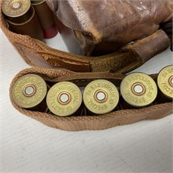 SHOTGUN CERTIFICATE REQUIRED - AMMUNITION - one-hundred and seventy-six 12-bore shotgun cartridges, boxed and in a leather cartridge belt with pouch; together with ninety-five .410 cartridges (seventy-nine 65mm and sixteen 50mm) in boxes
