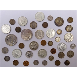  Small collection of United States of America coinage including, 1877 one dime, 1916D quarter dollar, 1925 quarter dollar etc  