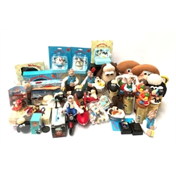  Wallace & Gromit - large quantity of toiletries and bathroom accessories including nineteen bath/shower gel containers (some with original contents), motorcycle and other toothbrush holders,  Gromit Oscillating toothbrush, four soap dishes, three suction figures, shop display of nailbrushes and bath plugs, two shaving mirrors, bath set, tissues etc, some boxed  