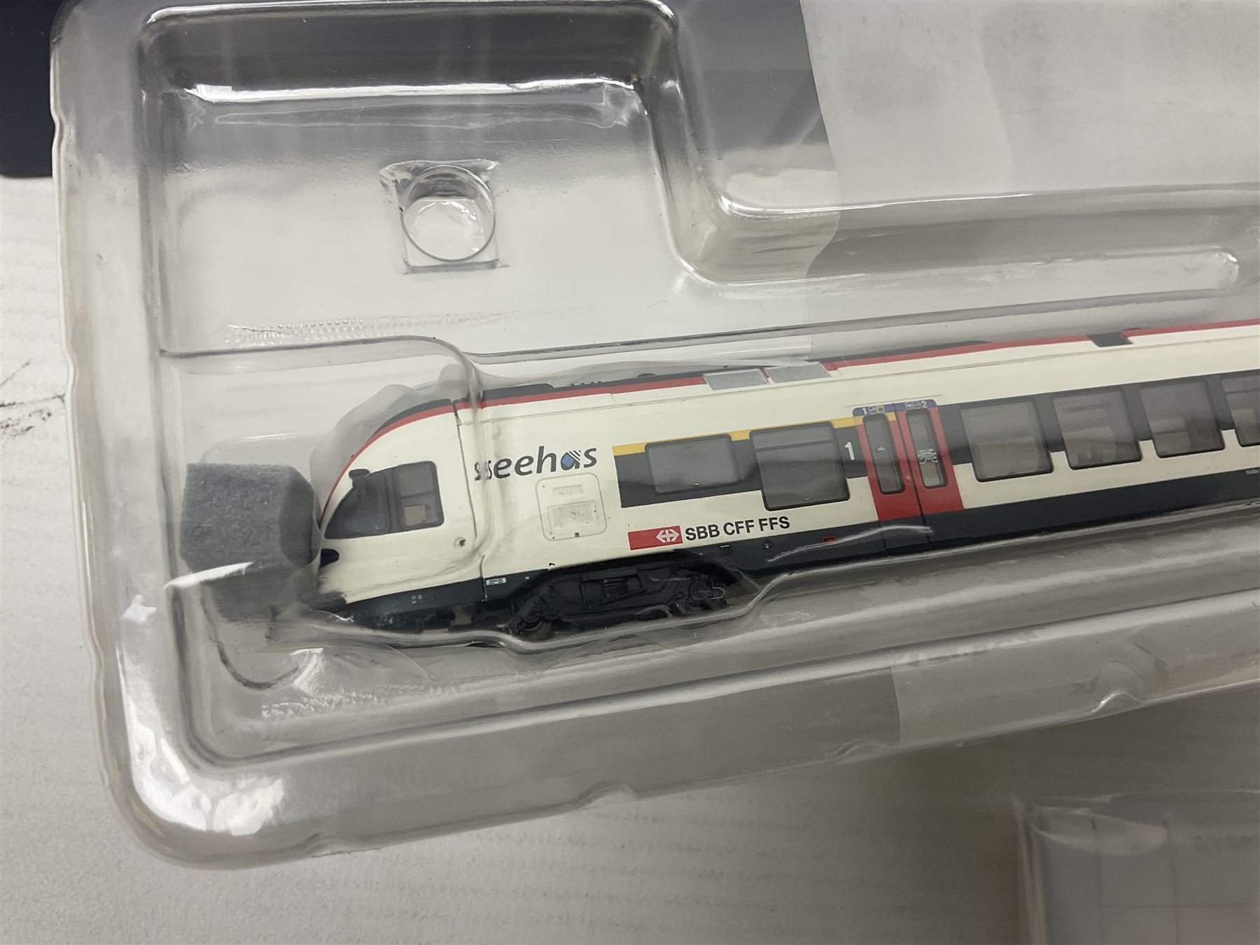 Bachmann Liliput 'N' gauge - two Regionaltriebwagen FLIRT four-car trains for Eurobahn and Seehas; both boxed (2)