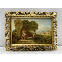 Frederick Thomas Charles Underhill (British 1847-1897): Harvest Time 'South Wales', oil on canvas signed 29cm x 44cm in carved giltwood Florentine frame