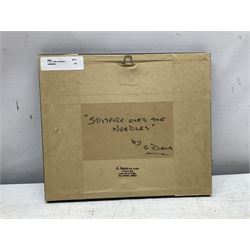 G Davis (British 20th century): 'Spitfire over the Needles', watercolour signed, titled verso 6cm x 9cm