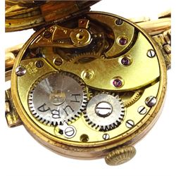 Early 20th century 9ct gold ladies wristwatch, London 1927 and a Tegra 9ct gold wristwatch, hallmarked, both on rose gold expanding link bracelets, stamped 9ct