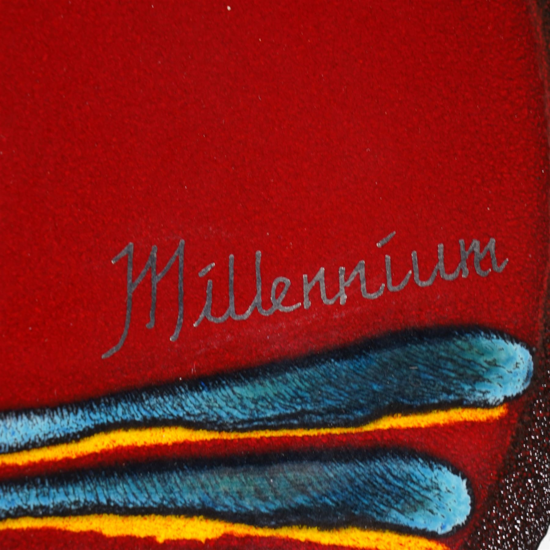 Poole Pottery Saturn Charger from the Alan Clarke 'The Planets' series, no. 1314/2000, D41cm, together with a Poole Pottery Millennium charger, no. 1035, and vase no. 1314, H34cm (3)