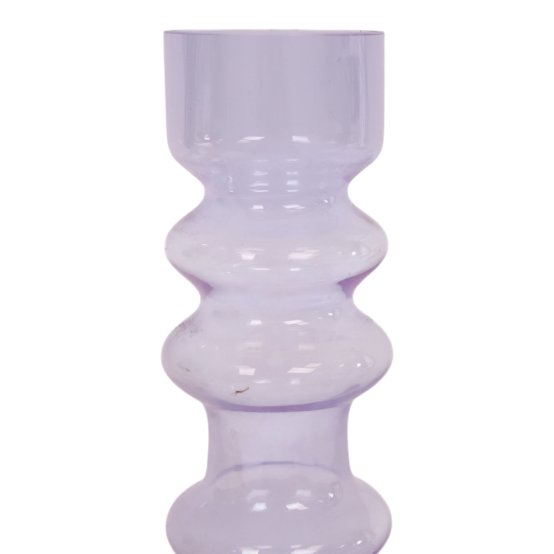 Mid-century Bo Bergstrom style bubble vase, in lilac tones, together with another similar in yellow tones, H24cm