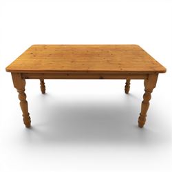 20th century traditional pine dining table together with four chairs and two stools