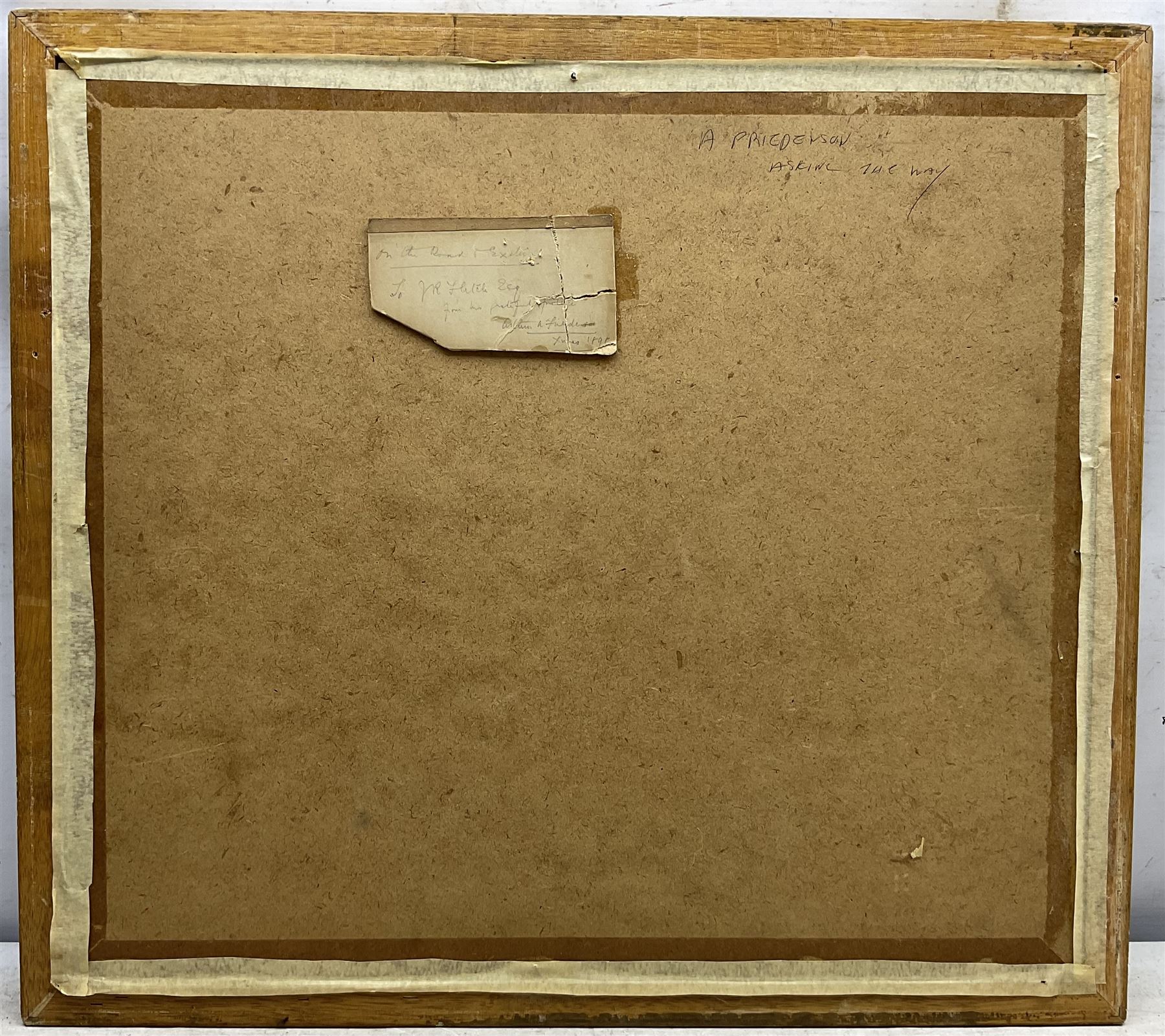 Arthur A Friedenson (Staithes Group 1872-1955): 'On the Road to Exeter', gouache signed and dated '98, original title label verso 30cm x 37cm