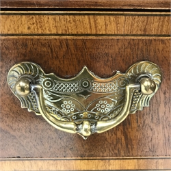 Gotts of Pickering inlaid mahogany side cabinet, two drawers above two cupboards, shaped plinth base, W102cm, H85cm, D38cm