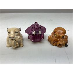 Twenty two Face Pots by Kevin Frances, to include Zhen Zhen the panda, Draco, Claw the Sabre Tooth, Murgrieth the wooly mammoth, Pearl the Purple Pachyderm,Tyke the dinosaur etc, some boxed   