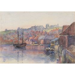 A Smith (British 19th/20th Century): Scarborough Pier Lighthouse, watercolour indistinctly signed 24cm x 19cm; C Marr (British 19th/20th Century): 'Whitby Harbour', two watercolours signed, one titled verso, 20cm x 28cm and 22cm x 29cm (3)