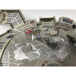 Star Wars - four space/land vehicles comprising Millenium Falcon with hinged top and figures; TIE Fighter; X-Wing Fighter with pilot; and AT-ST 'Chicken Walker' transporter; all unboxed (4)