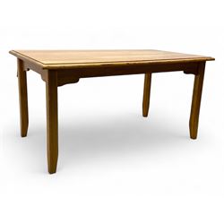 Laura Ashley - contemporary pine dining table, rectangular top with moulded edge, raised on square supports with chamfered lower sections
