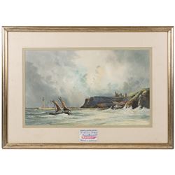 John Freeman (British 1942-): 'Off Whitby', watercolour signed titled and dated '05, 31.5cm x 52.5cm