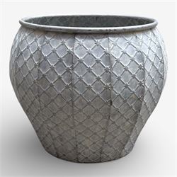 Set of three graduating galvanised circular planters