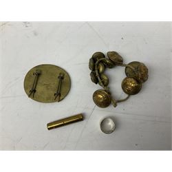 WW1 pair of medals comprising British War Medal and Victory Medal awarded to 24085 Sjt. J. Hazle Durh. L.I.; together with Durham Light Infantry cap and collar badges, shoulder titles, buttons etc; various royalty commemorative medallions etc