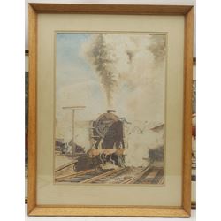Norman Evans (British 20th century): Railway Locomotives, three watercolours signed, together with a similar print, max 35cm x 45cm (4)