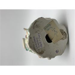 Mid 18th century Derby porcelain figure modelled as Dianna the Huntress, with quiver of arrows upon her back and dog by her side, upon a naturalistically modelled base, with patch marks beneath and collectors labels, H26cm