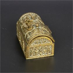 Gilt bronze mounted black glass seal, contained within a brass casket, with velvet interior and inner label reading 'C. F. Schmedding Augsburg', together with a porcelain handled seal decorated with floral sprays on a pink ground