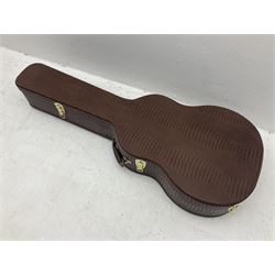 Marlin Classic acoustic guitar model MC1 in green and red L100cm; in simulated reptile skin hard carrying case