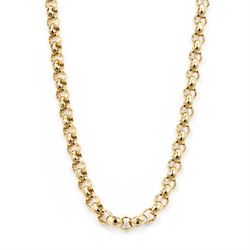 19th / early 20th century gold faceted belcher link guard / necklace chain, with lobster a...