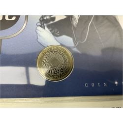 Queen Elizabeth II 2007 silver fifty pence coin housed in the 'Centenary of Scouting' Mercury first day cover, various other coin covers, United States of America 1944 Liberty half dollar, Niue 1992 silver five dollars coin etc