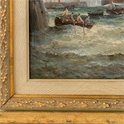 William Anslow Thornley (British fl.1858-1898): 'French Fishing Boats Homeward Bound', oil on canvas signed, titled on the stretcher verso 39cm x 29cm