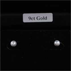 Pair of 9ct gold freshwater pearl stud earrings, boxed