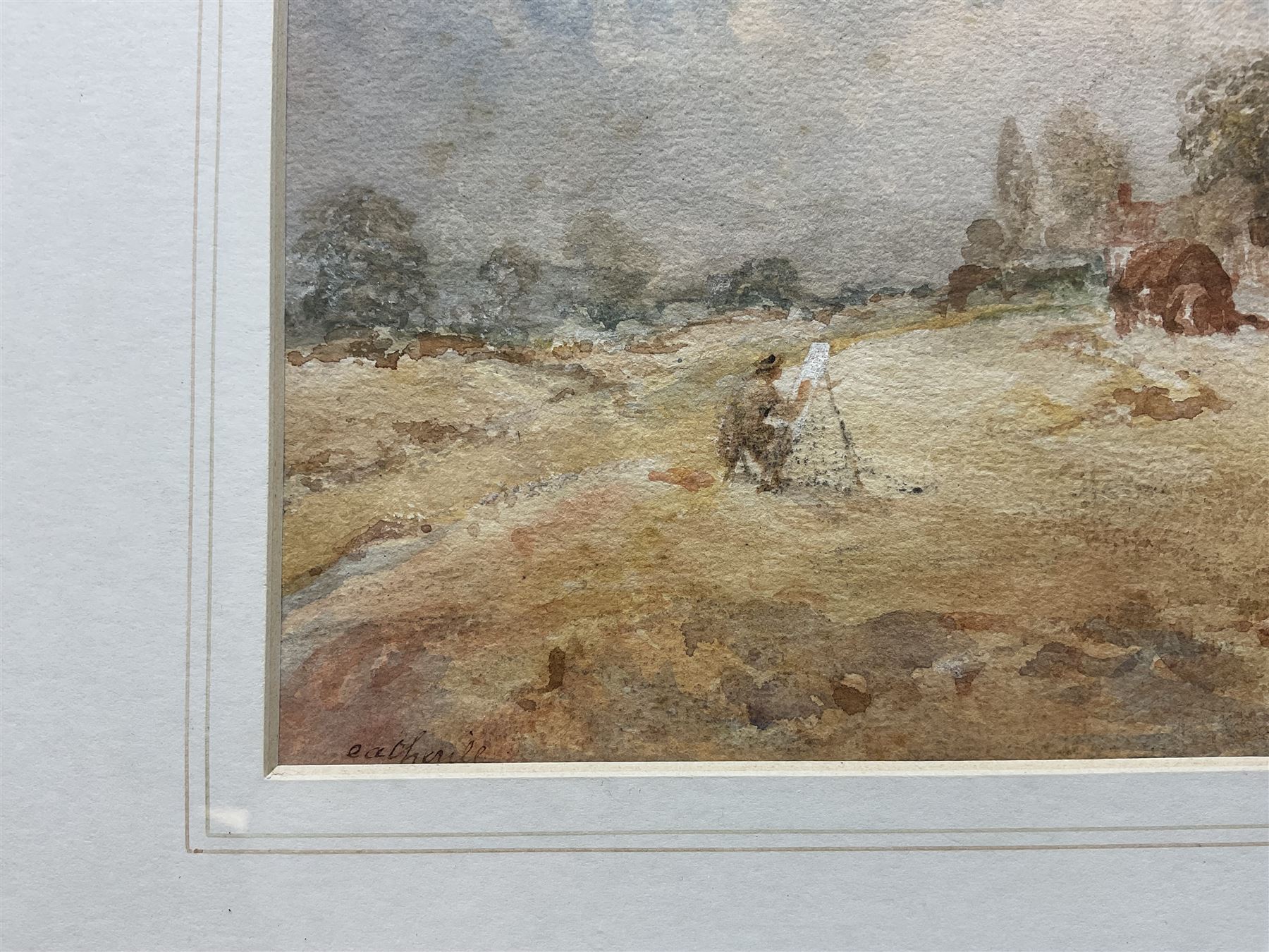 George Weatherill (British 1810-1890): The Artist Painting Mulgrave Cottage Goathland, watercolour signed 17cm x 35cm