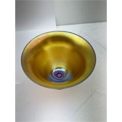 WMF Myra Crystal iridescent glass vase, of goblet form with fluted rim and golden lustre finish, H14.5cm