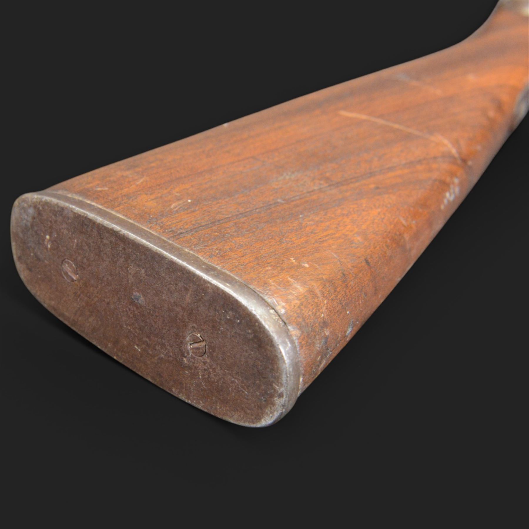 Blunderbuss flintlock long pistol, with 42.5cm flared steel barrel, with later ram rod beneath barrel, overall L83cm