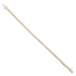 14ct gold diamond bracelet, fifty round brilliant cut diamonds spaced by D shaped links, s...